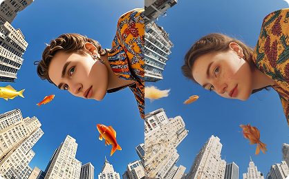 Ideogram Character AI 图像生成示例,展示文本和图像驱动的工作流程