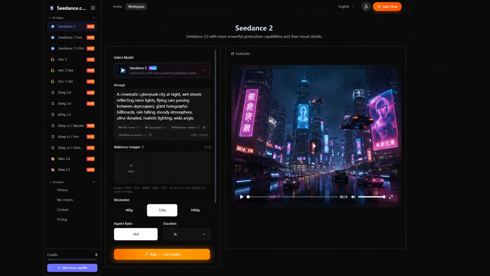 Seedance text-to-video generation workflow on Seedance.com.ai。.png
