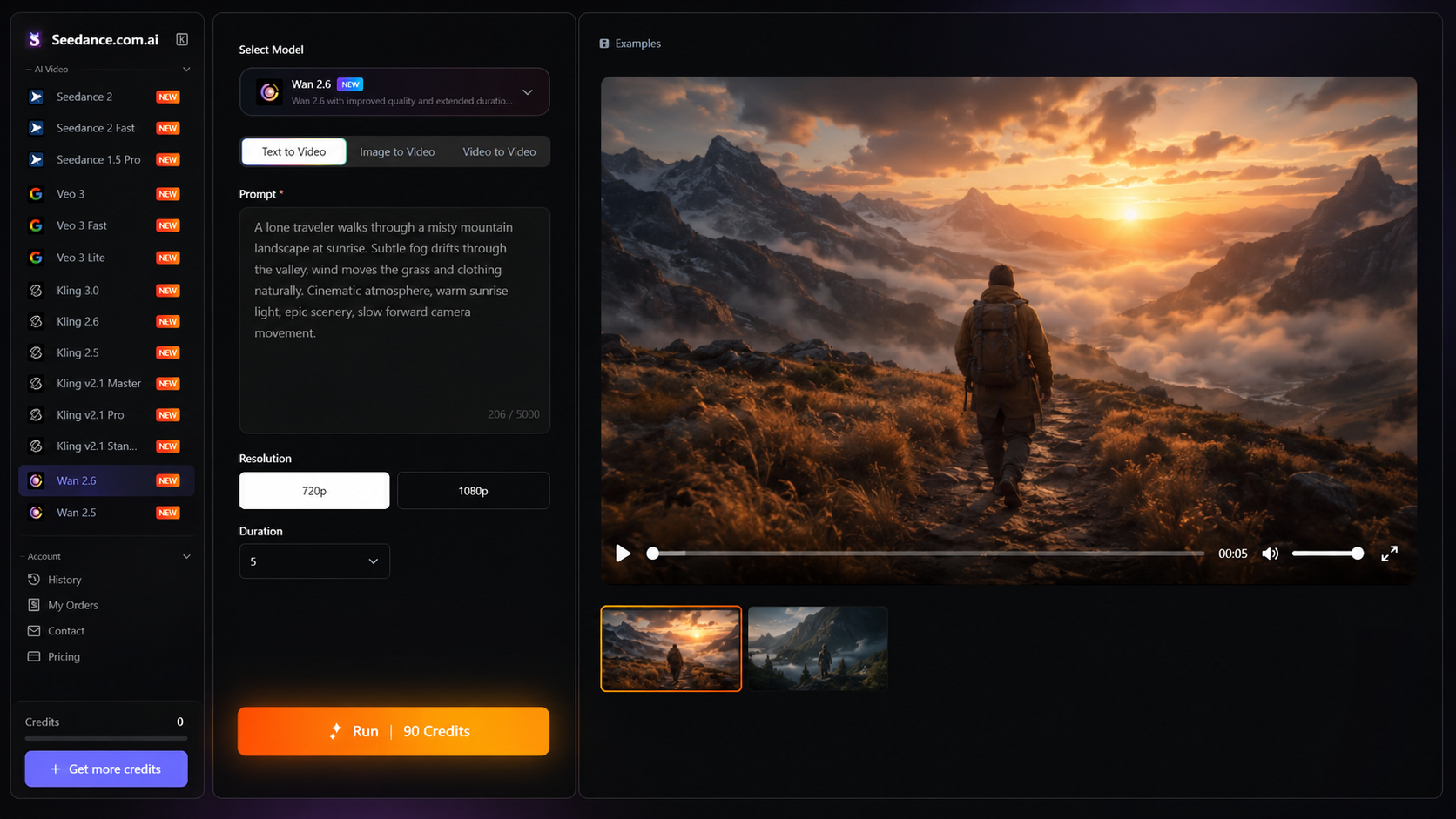 Wan 2.6 and Wan 2.5 AI video model testing on Seedance.com.ai。.png